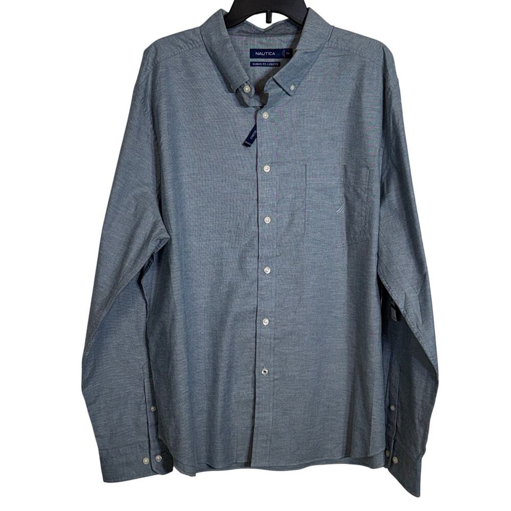 Nautica Men's Classic-Fit Solid Button-Down Oxford Shirt Legion Blue XXL $80